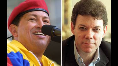 Hugo Chávez y Juan Manuel Santos