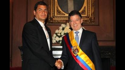 Rafael Correa y Juan Manuel Santos