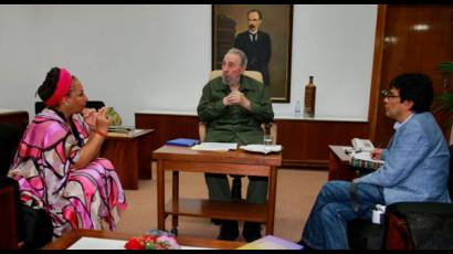 Fidel con la senadora colombiana Piedad Córdoba