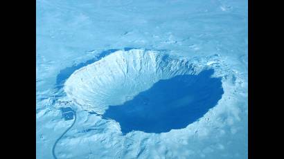 Cráter de impacto de meteorito en Antártida