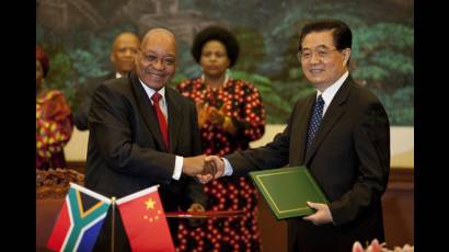 Presidentes Jacob Zuma y Hu Jintao