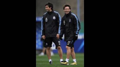 Messi en el entrenamiento de la selección