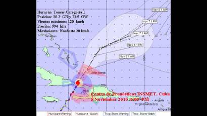 Huracán Tomás continúa su desplazamiento hacia las Bahamas orientales