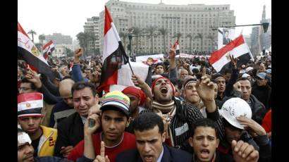Protesta en la plaza de Tahrir