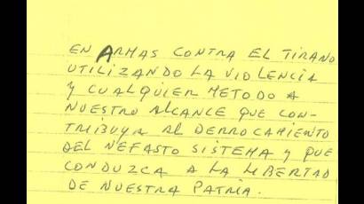 El documento de puño y letra de Luis Posada Carriles entregado a Ann Louise Bardach en Aruba.