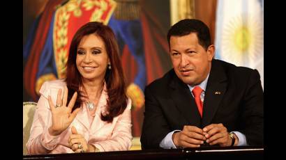 Cristina Fernández y Hugo Chávez