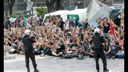 Acampada de los indignados en Barcelona