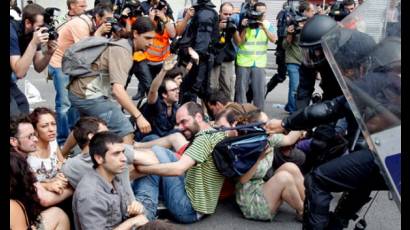 Acampada de los indignados en Barcelona