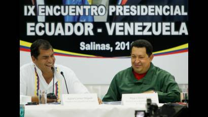 Rafael Correa y Hugo Chávez