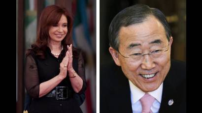 Cristina Fernández y Ban Ki-moon