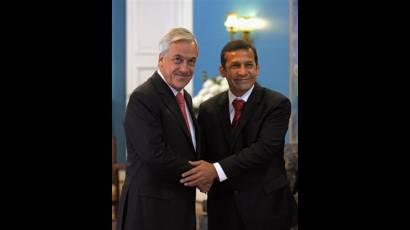 Presidente de Chile Sebastián Piñera, junto al presidente electo de Perú, Ollanta Humala