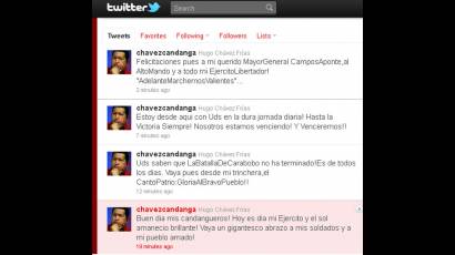 Cuenta en Twitter de Chávez