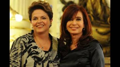 Cristina Fernández y su homóloga Dilma Rousseff