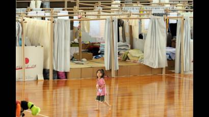 Centro de evacuación en Japón