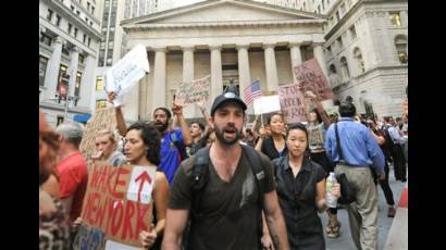 Manifestantes en Wall Street