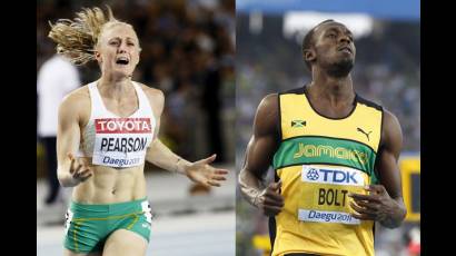 Sally Pearson y Usain Bolt