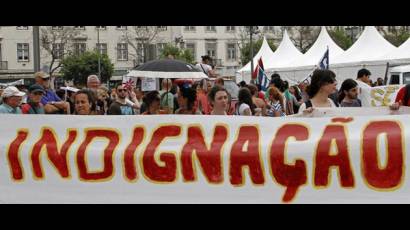 Indignados por el desempleo en Lisboa