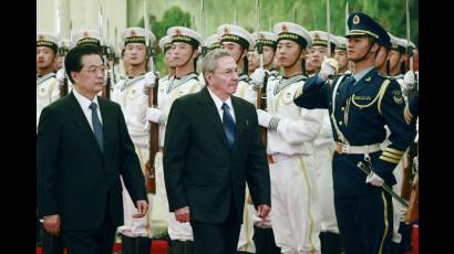 Raúl Castro y Hu Jintao