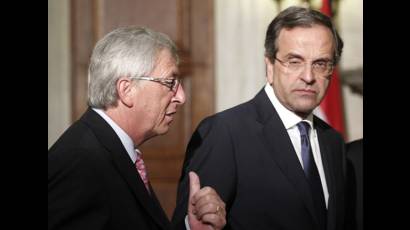 Jean-Claude Juncker y Antonis Samaras
