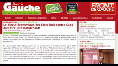 Partido de Izquierda francés condena bloqueo de Estados Unidos a Cuba
