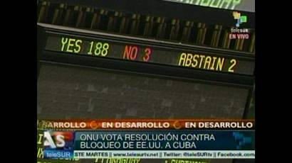 Rechazo al bloqueo contra Cuba en la ONU