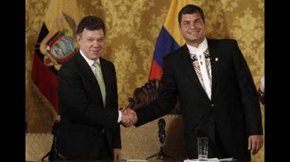 Juan Manuel Santos y Rafael Correa