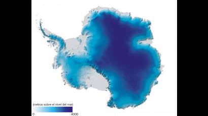 Forma de la superficie de hielo en la antártida