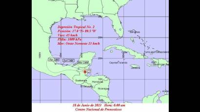 Trayectoria de la depresión tropical