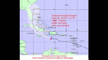Trayectoria tormenta tropical Chantal