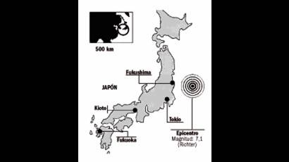 Fuerte sismo de 7,1 este viernes en Japón