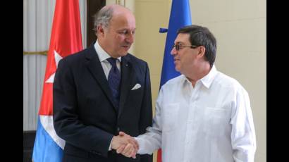 Laurent Fabius y Bruno Rodríguez Parrilla