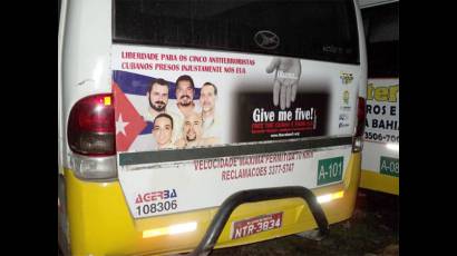 Reclamo por los Cinco en ómnibus de Brasil