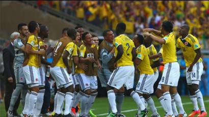 Celebración del primer gol de los colombianos 