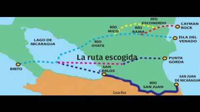 Ruta escogida del Canal Inter-Oceánico de Nicaragua
