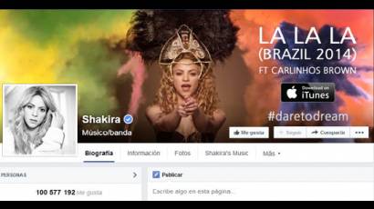 Perfil en Facebook de Shakira