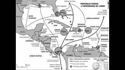 Rutas marítimas del Caribe al cruzar el Canal de Panamá