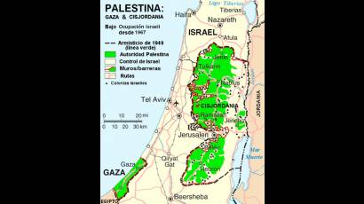 Mapa de hectáreas ocupadas por Israel