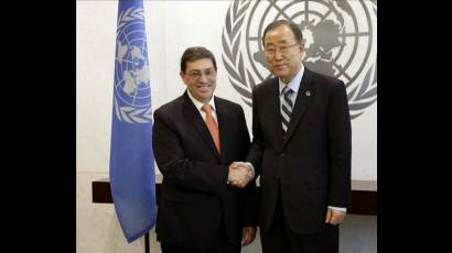 Ban Ki-moon y Bruno Rodríguez