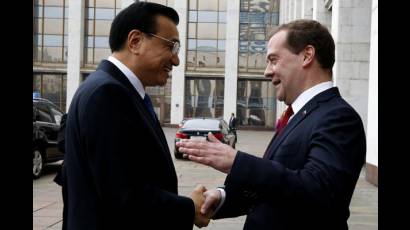 Primeros ministros de China y Rusia