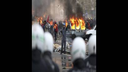 Protestas contra medidas de austeridad en Bélgica 