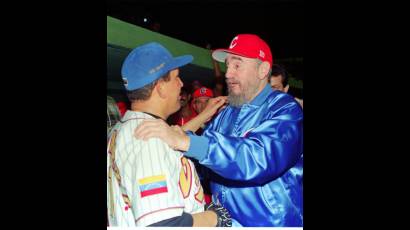 Comandantes Fidel Castro y Hugo Chávez