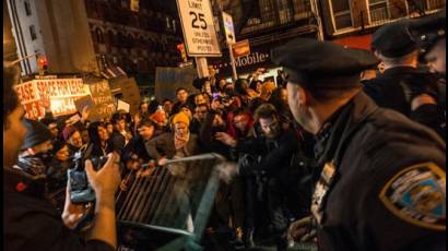 Manifestantes en las calles de Nueva York