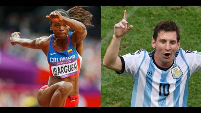 Caterine Ibargüen y Lionel Messi