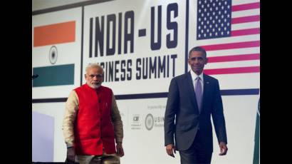 Barack Obama junto a Narendra Modi