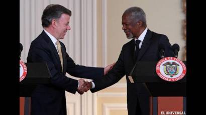 El presidente Santos pidió a Kofi Annan acompañar el proceso de paz