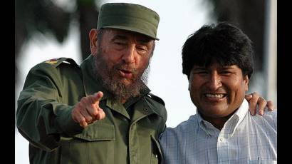 Fidel y Evo Morales
