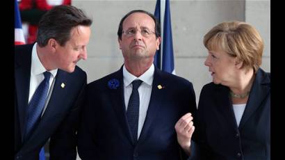 Cameron, Hollande y Merkel 