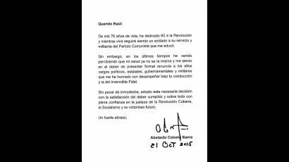 Carta de Abelardo Colomé Ibarra