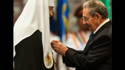 Raúl Castro Ruz y el Patriarca Kirill