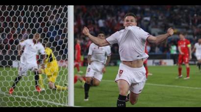 Gameiro celebra el gol